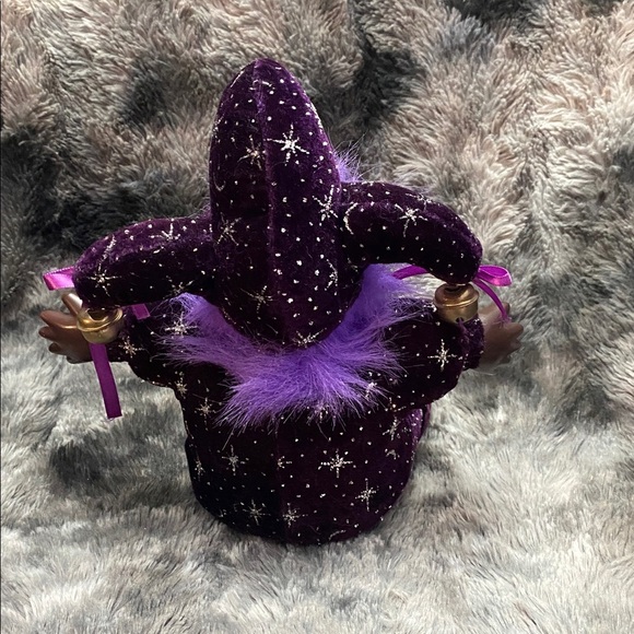 Two Vintage Purple Jester Dolls with Porcelain Heads and Bells - Picture 3 of 16